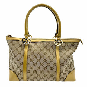 Gucci Handbag GG Canvas Gold Brown